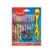 Caneta hidrográfica 12 cores color peps monsters 845400 Maped BT 1 UN Caneta hidrográfica 12 cores color peps monsters 845400 Maped BT 1 UN