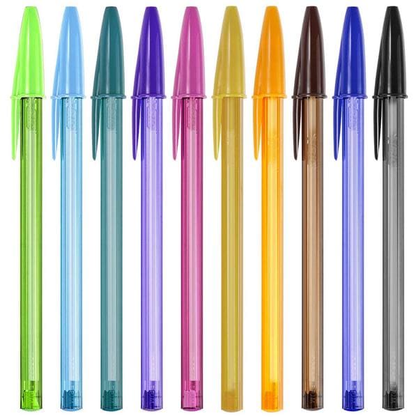 Caneta Esferográfica BIC Escrita Média Cristal Fashion 10 Cores, Leve Mais Por Menos, BT 1 UN