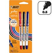 Caneta esferográfica Gel, 0,5mm, Azul, Preta, Vermelho, BIC - BT 3 UN Caneta esferográfica Gel, 0,5mm, Azul, Preta, Vermelho, BIC - BT 3 UN