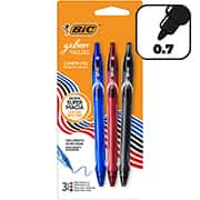 Caneta gel retrátil Gelocity, ponta de 0,7mm, 3 cores, 522242, Bic - BT 3 UN