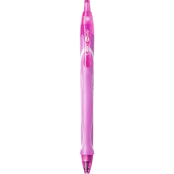 Caneta esferográfica Gel, ponta retrátil, 0,7mm, Roxo, Rosa, BIC - BT 2 UN