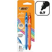 Caneta esferográfica Gel, ponta retrátil, 0,7mm, Azul claro, Laranja, BIC - BT 2 UN