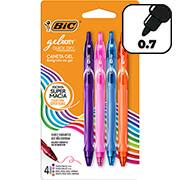 Caneta gel retrátil Gelocity, ponta de 0,7mm, 4 cores, 522246, Bic - BT 4 UN