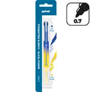 Caneta Roller Ball 2 em 1, Ponta de 0.7mm Azul, Marca-texto Amarelo, Spiral - BT 1 UN
