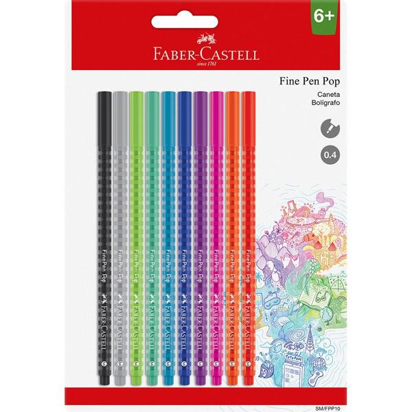Caneta Fine Pen Pop 0.4mm Faber-Castell BT 10 UN Caneta Fine Pen Pop 0.4mm Faber-Castell BT 10 UN