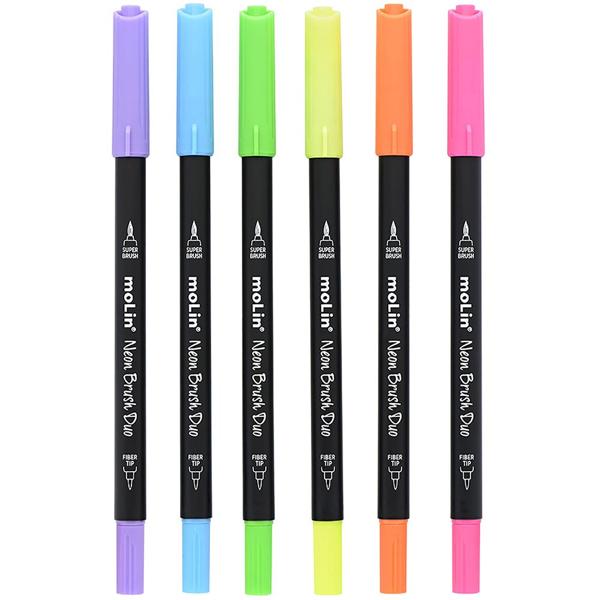 Caneta pincel Neon duo, 05014, Molin - BT 6 UN