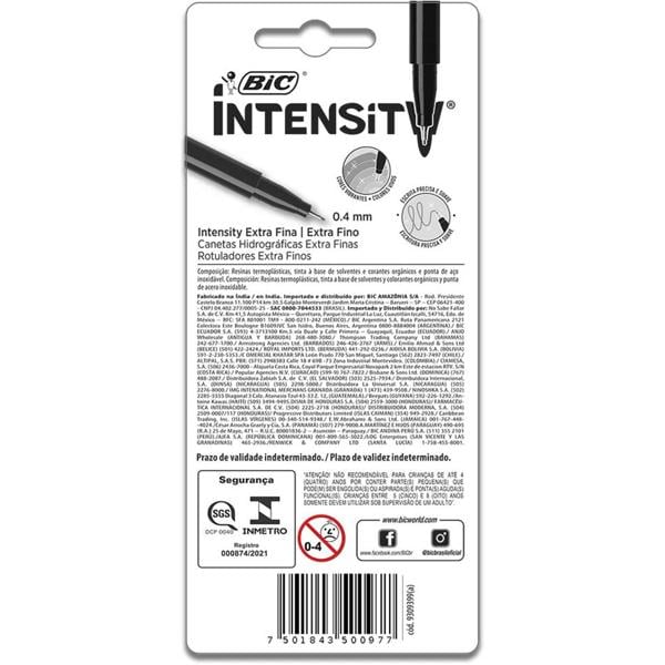 Caneta Hidrográfica BIC Intensity, Tons terrosos, Ponta Ultra Fina de 0.4mm, Corpo Arredondado, 971163 - BT 5 UN