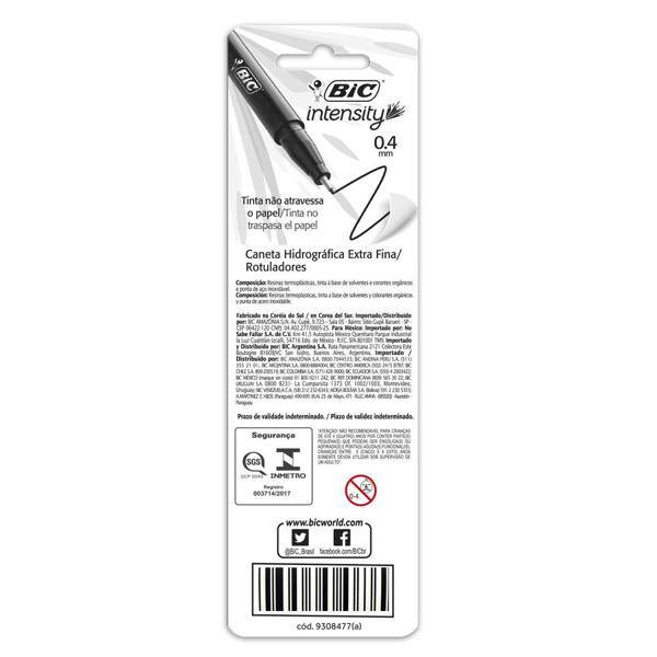 Caneta Hidrografica BIC Intensity Preta, Ponta Ultra Fina de 0.4mm, Corpo Arredondado, 930763 - BT 1 UN