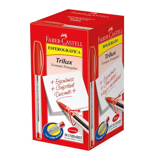 Caneta Esferográfica Trilux Vermelha Faber-Castell CX 50 UN Caneta Esferográfica Trilux Vermelha Faber-Castell CX 50 UN