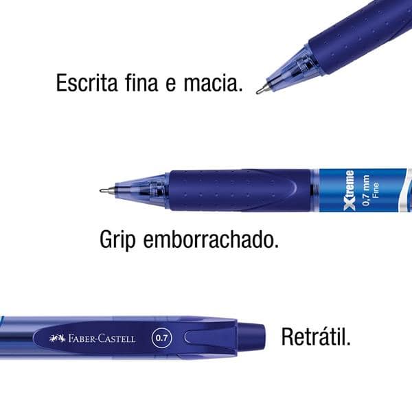 Caneta esferográfica 0.7mm xtreme az XTRT07/AZ Faber-castell CX 12 UN