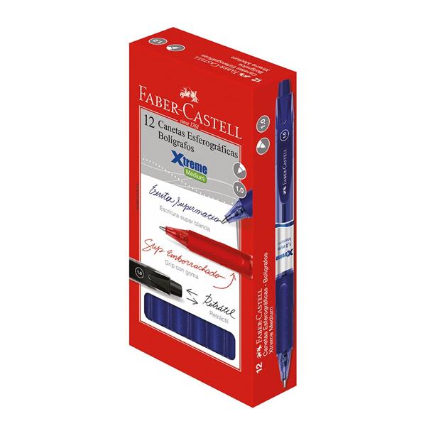 Caneta Esferográfica 1.0mm, Xtreme Azul, Faber-Castell - CX 12 UN Caneta Esferográfica 1.0mm, Xtreme Azul, Faber-Castell - CX 12 UN