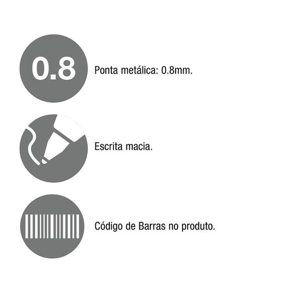Caneta Esferográfica 0.8mm, Ice Preta, Faber-Castell - CX 12 UN