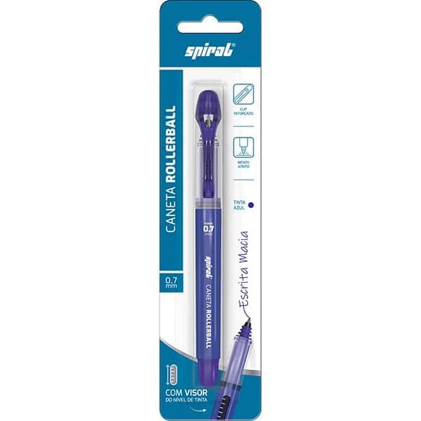 Caneta Roller Ball esferográfica 0.7mm, Azul. Spiral - BT 1 UN Caneta Roller Ball esferográfica 0.7mm, Azul. Spiral - BT 1 UN