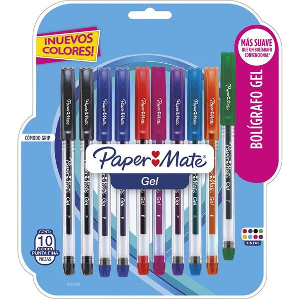 Caneta Gel 1,0mm, Econogel, sortida, 2121506, Paper Mate - BT 10 UN