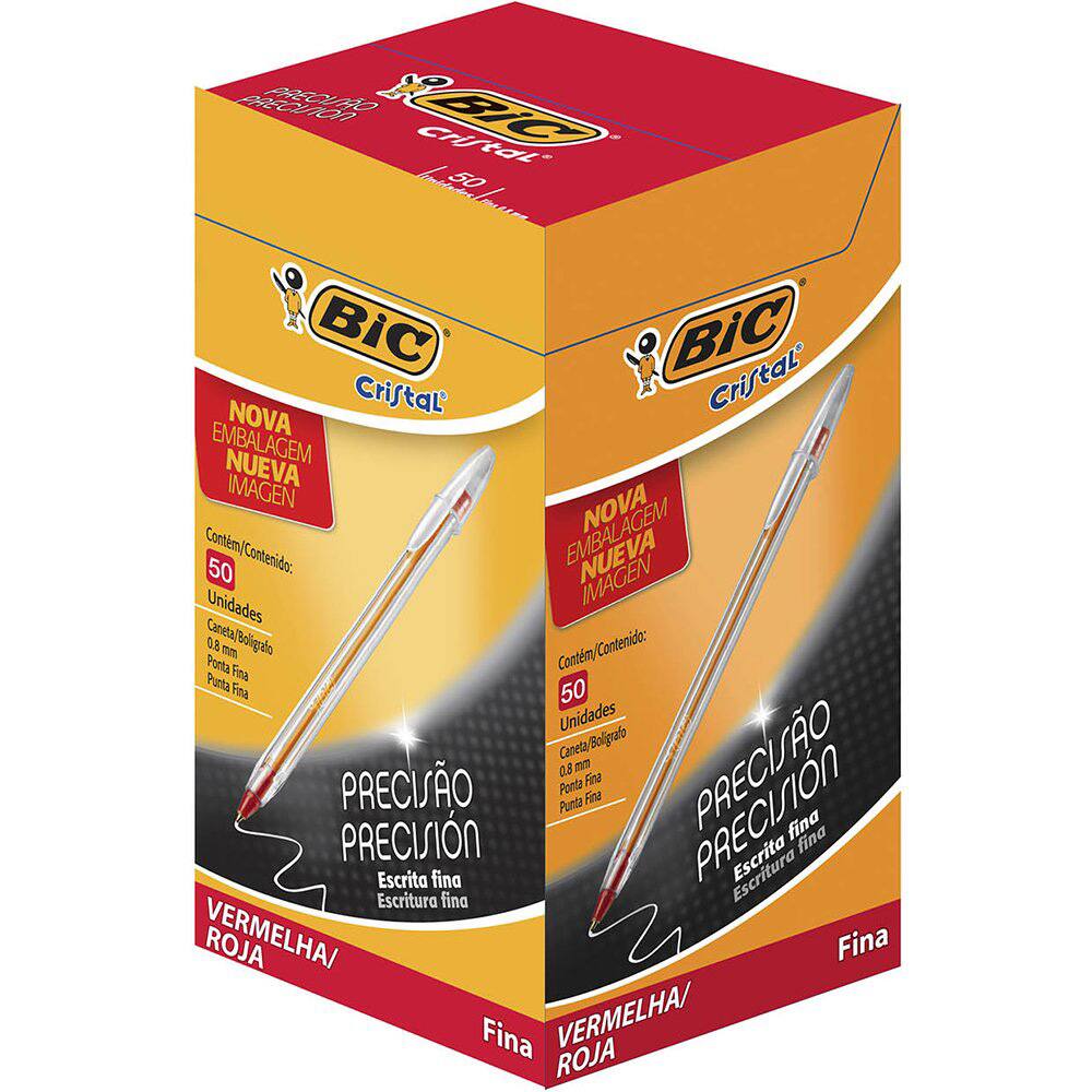 Caneta Esferogr Fica Bic Cristal Precis O Ponta Fina De Mm Vermelha Tampa Ventilada