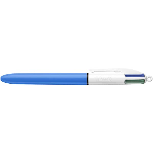 Caneta Esferográfica Retrátil BIC 4 Cores Clássicas, Corpo Azul Ponta Média de 1.0mm, BT 1 UN