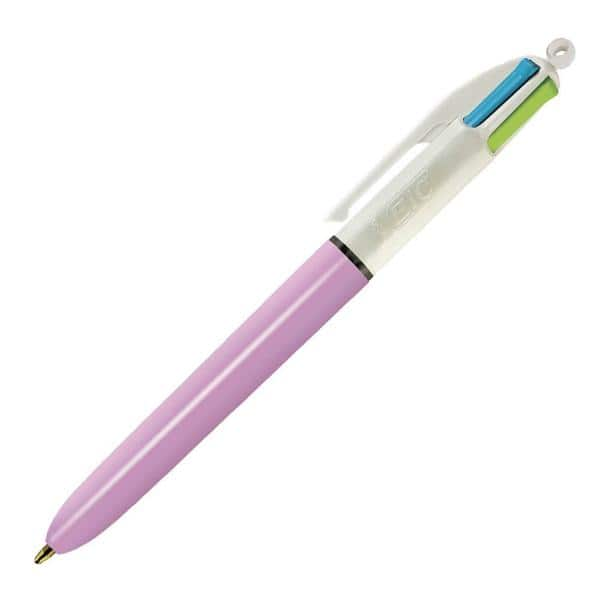 Caneta Esferográfica Retrátil BIC, 4 Cores Fashion, Corpo Rosa, Ponta Média de 1.0mm, 930205 - BT 1 UN