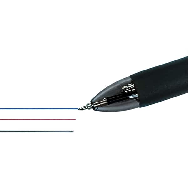 Caneta Esferográfica Retrátil 3 cores (Azul, Preta e Vermelha) + Lapiseira 0.7mm, Spiral - BT 1 UN