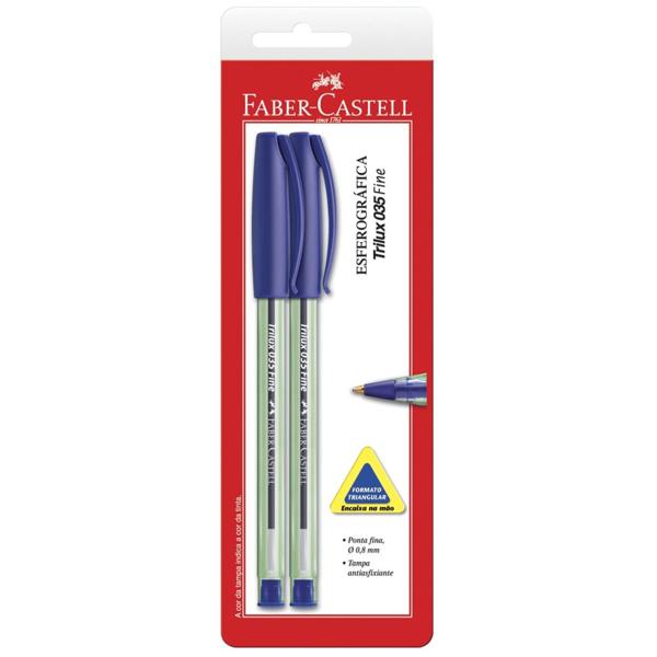 Caneta Esferográfica Trilux 0.8mm Azul Faber-Castell BT 2 UN Caneta Esferográfica Trilux 0.8mm Azul Faber-Castell BT 2 UN