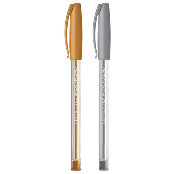 Caneta Esferográfica Trilux Tinta Metalizada 1.0mm Ouro e Prata Faber-Castell BT 2 UN
