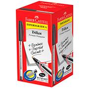 Caneta esferográfica média trilux preta 032/PR Faber-castell CX 50 UN