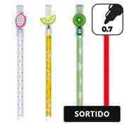 Caneta Apagável em Gel, Esferográfica, Ponta 0,5mm, Azul, Frutas - Cores Sortidas - Oval - BT 1 UN Caneta Apagável em Gel, Esferográfica, Ponta 0,5mm, Azul, Frutas - Cores Sortidas - Oval - BT 1 UN