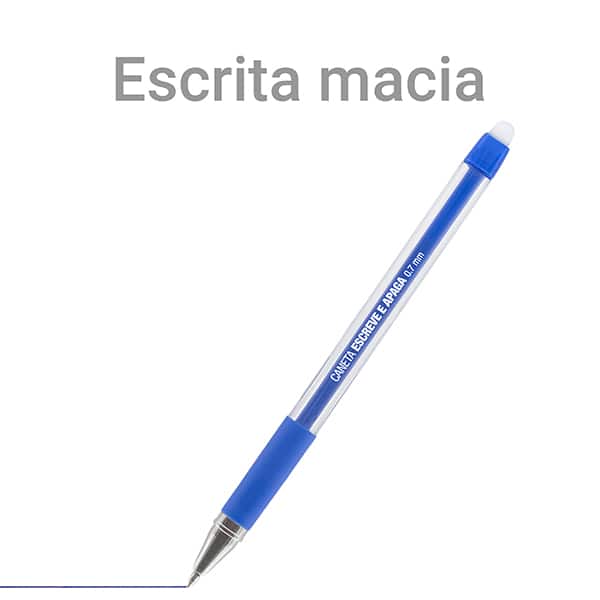 Caneta esferográfica gel 0,7mm, escreve e apaga, Azul, Oval - 1 UN Caneta esferográfica gel 0,7mm, escreve e apaga, Azul, Oval - 1 UN