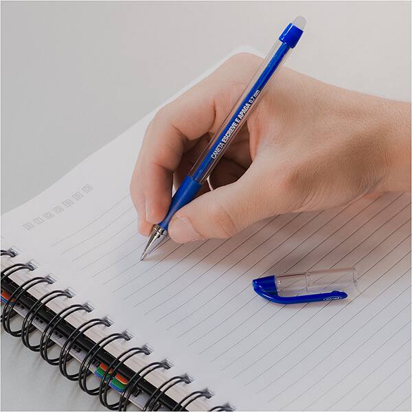 Caneta esferográfica gel 0,7mm, escreve e apaga, Azul, Oval - 1 UN Caneta esferográfica gel 0,7mm, escreve e apaga, Azul, Oval - 1 UN