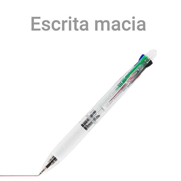 Caneta esferográfica retrátil, 4 cores, ponta de 0,7mm, Transparente, AA99-3K, Spiral BT 1 UN