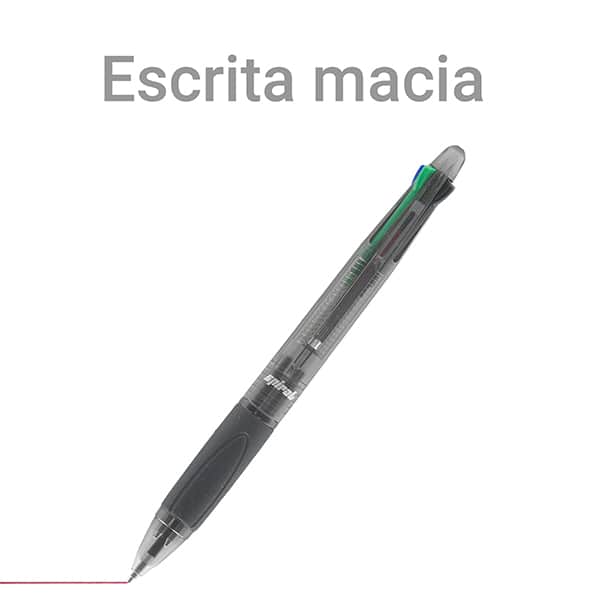 Caneta esferográfica retrátil, 4 cores, ponta de 0,7mm, Fumê, AA99-3K, Spiral - BT 1 UN