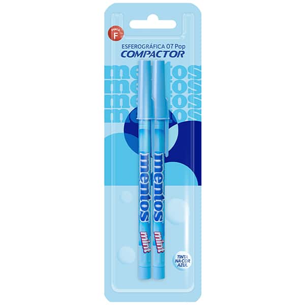 Caneta esferográfica 0.7 Pop Mentos, Azul, 2919624, Compactor - BT 2 UN