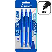 Caneta esferográfica ponta de aço 0,7mm retrátil, Azul, 048AZ, Pilot - BT 3 UN Caneta esferográfica ponta de aço 0,7mm retrátil, Azul, 048AZ, Pilot - BT 3 UN
