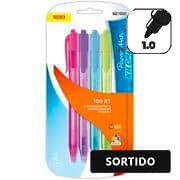 Caneta esferográfica retrátil 1.0mm kilométrica 100 Sortido 300560 Paper Mate BT 4 UN Caneta esferográfica retrátil 1.0mm kilométrica 100 Sortido 300560 Paper Mate BT 4 UN