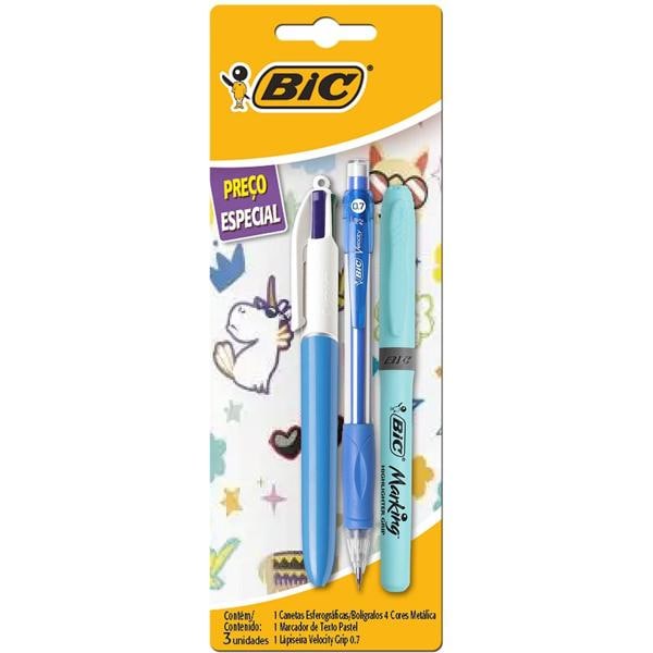 Kit escrita Azul metálico, BIC - BT 3 UN