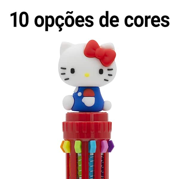 Caneta esferográfica retrátil, ponta de 0,7mm, 10 cores, Hello Kitty, Spiral - 1 UN