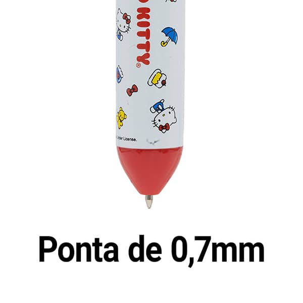 Caneta esferográfica retrátil, ponta de 0,7mm, 10 cores, Hello Kitty, Spiral - 1 UN