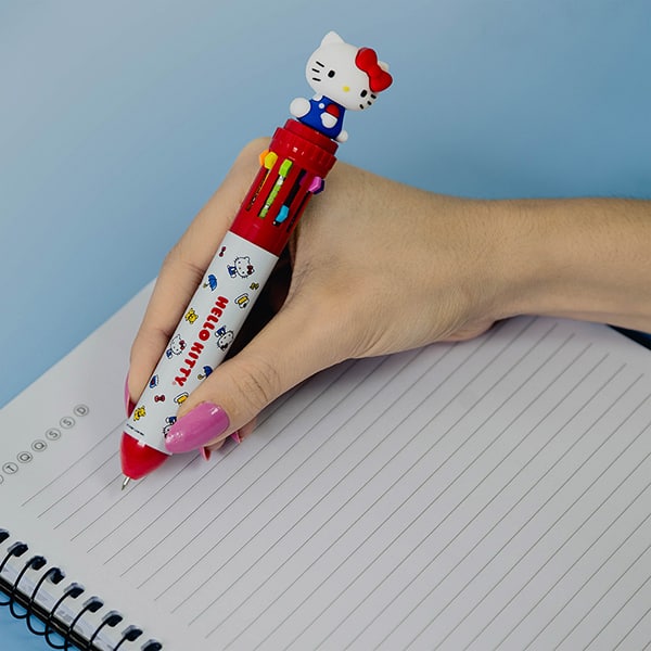 Caneta esferográfica retrátil, ponta de 0,7mm, 10 cores, Hello Kitty, Spiral - 1 UN