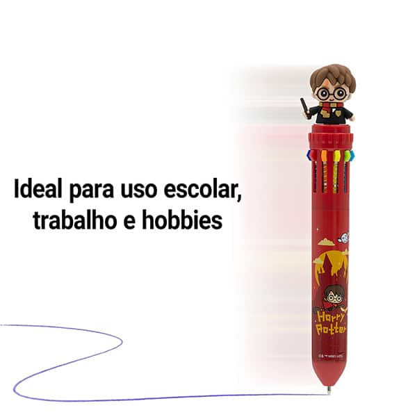 Caneta esferográfica retrátil, ponta de 0,7mm, 10 cores, Harry Potter, Spiral - 1 UN