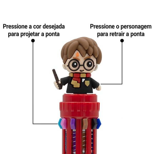 Caneta esferográfica retrátil, ponta de 0,7mm, 10 cores, Harry Potter, Spiral - 1 UN