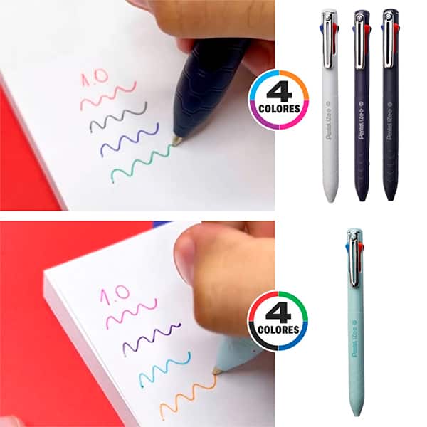 Caneta esferográfica retrátil 4 cores, 1,0mm, Azul claro, SM/BXC470L, Pentel - BT 1 UN