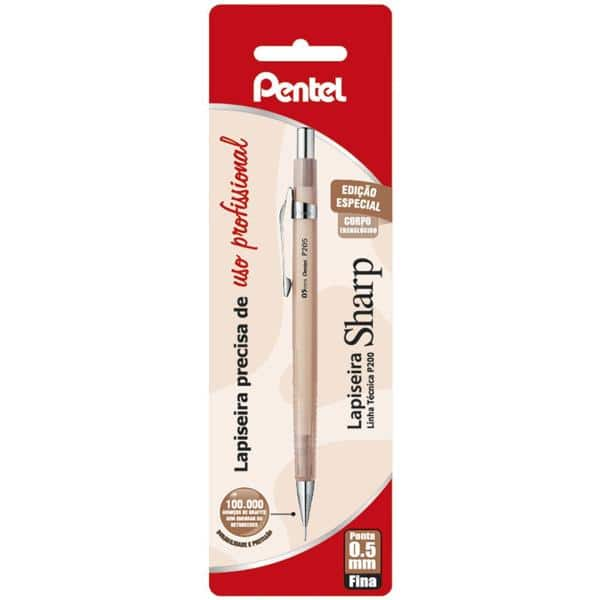 Lapiseira 0.5mm Sharp, Marrom transparente, P200, SM/P205CL, Pentel - BT 1 UN