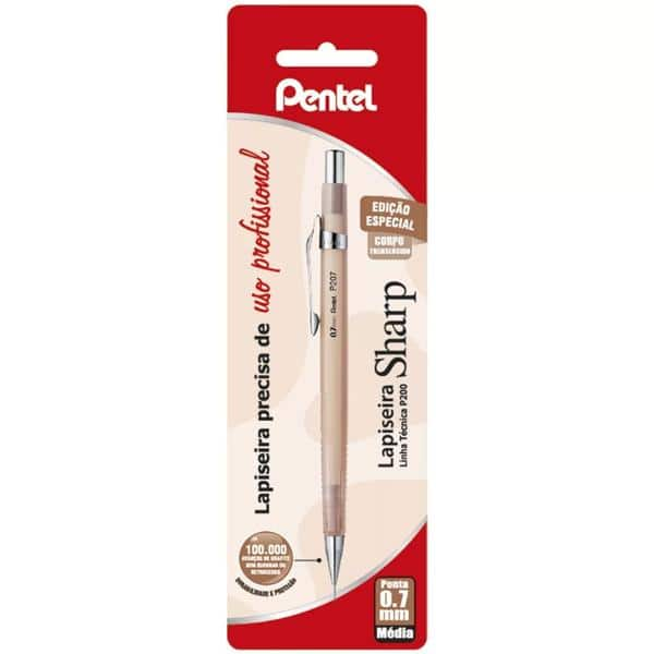 Lapiseira 0.7mm Sharp, Marrom transparente, P200, SM/P207CL, Pentel - BT 1 UN