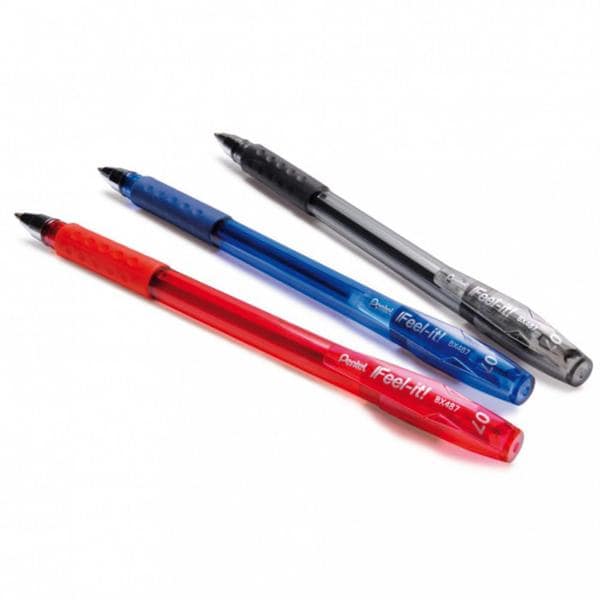 Caneta Esferográfica 0.7mm Preta, Vermelha e Azul, SM-BX487-ABC6 - Pentel BT 3 UN