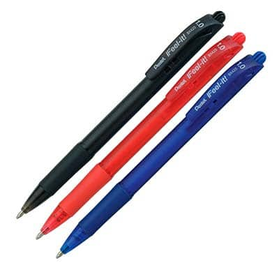 Caneta Esfer.Retrátil 1.0mm Preta, Vermelha e Azul, SM-BX420-ABC6 - Pentel BT 3 UN