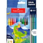 Caneta hidrográfica 10 cores + 3 Dinossauro, Faber-Castell - CX 13 ET
