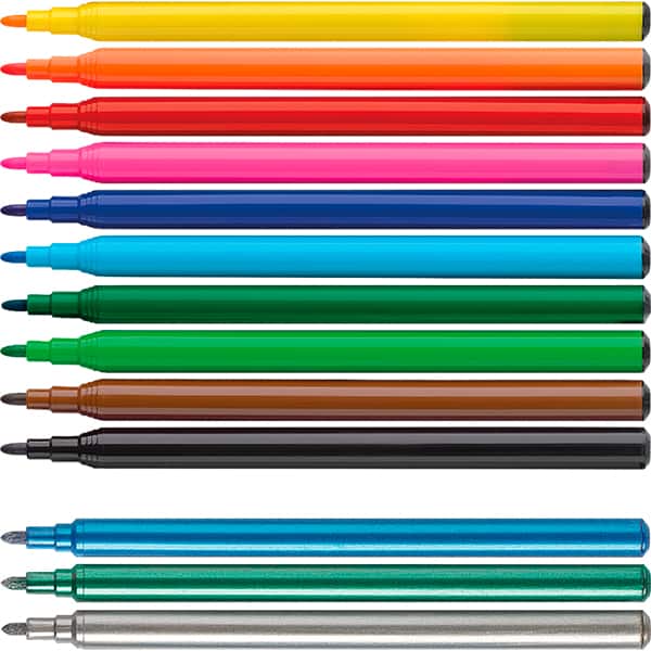 Caneta hidrográfica 10 cores + 3 Dinossauro, Faber-Castell - CX 13 ET