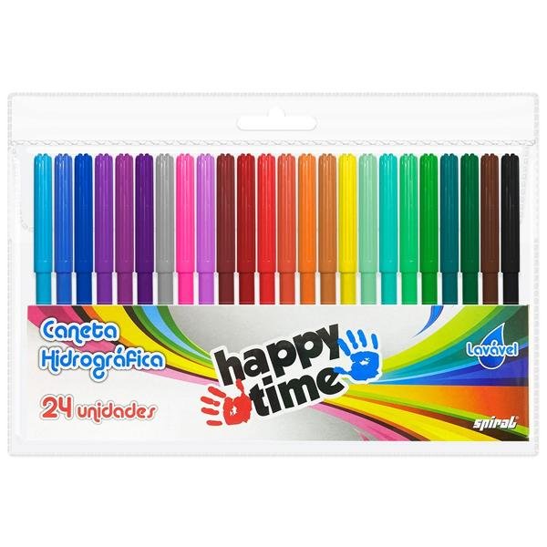 Caneta hidrográfica 24 cores lavável Happy-time BT 1 UN