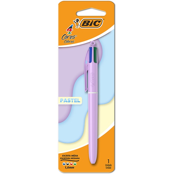 Caneta Esferográfica Retrátil BIC, 4 Cores, Original, Corpo em tom pastel, Ponta Fina de 1.0mm, 517661 - BT 1 UN