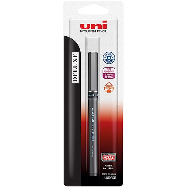 Caneta Roller Ball Deluxe Micro, Preta, UB155/1 6.7702, Uniball - BT 1 UN