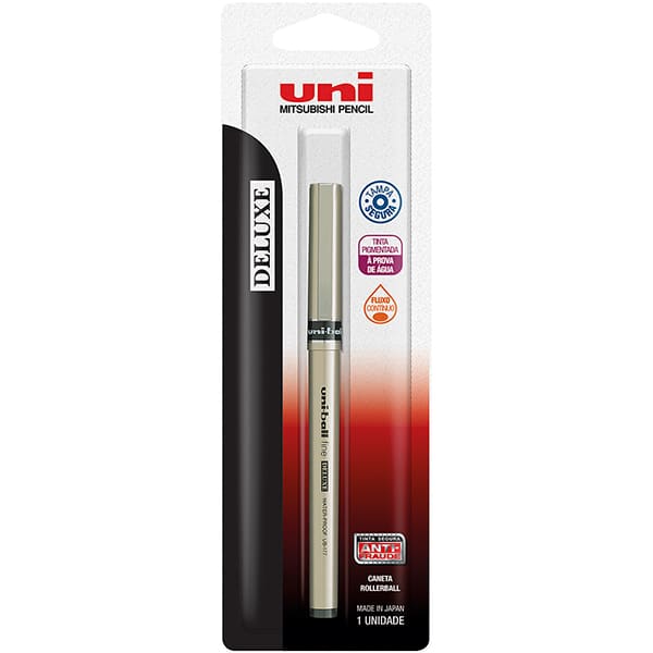 Caneta Roller Ball Deluxe Fine, Preta, UB177/1 6.7705, Uniball - BT 1 UN